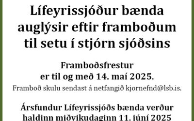 Lífeyrissjóður bænda auglýsir eftir framboðum til setu í stjórn sjóðsins